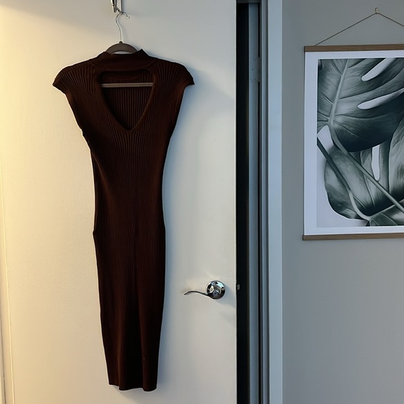 Pink Rose Brown ribbed sweater dress size M - Picture 2 of 6